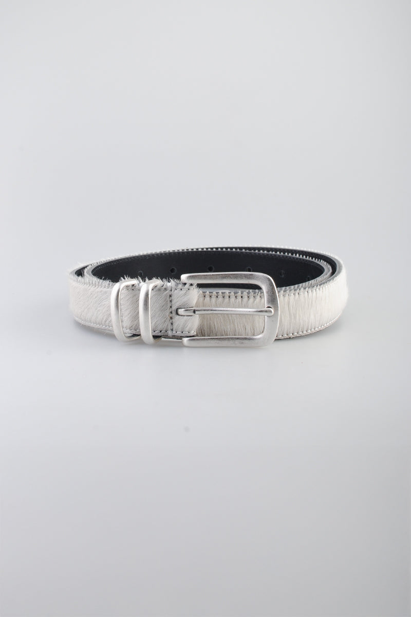 Molebo M2433 Belt - White Pony Hair & Steel
