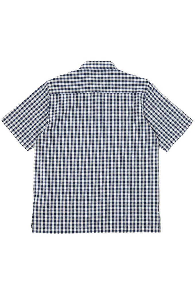 Pullover SS Shirt - Navy Gingham Seersucker