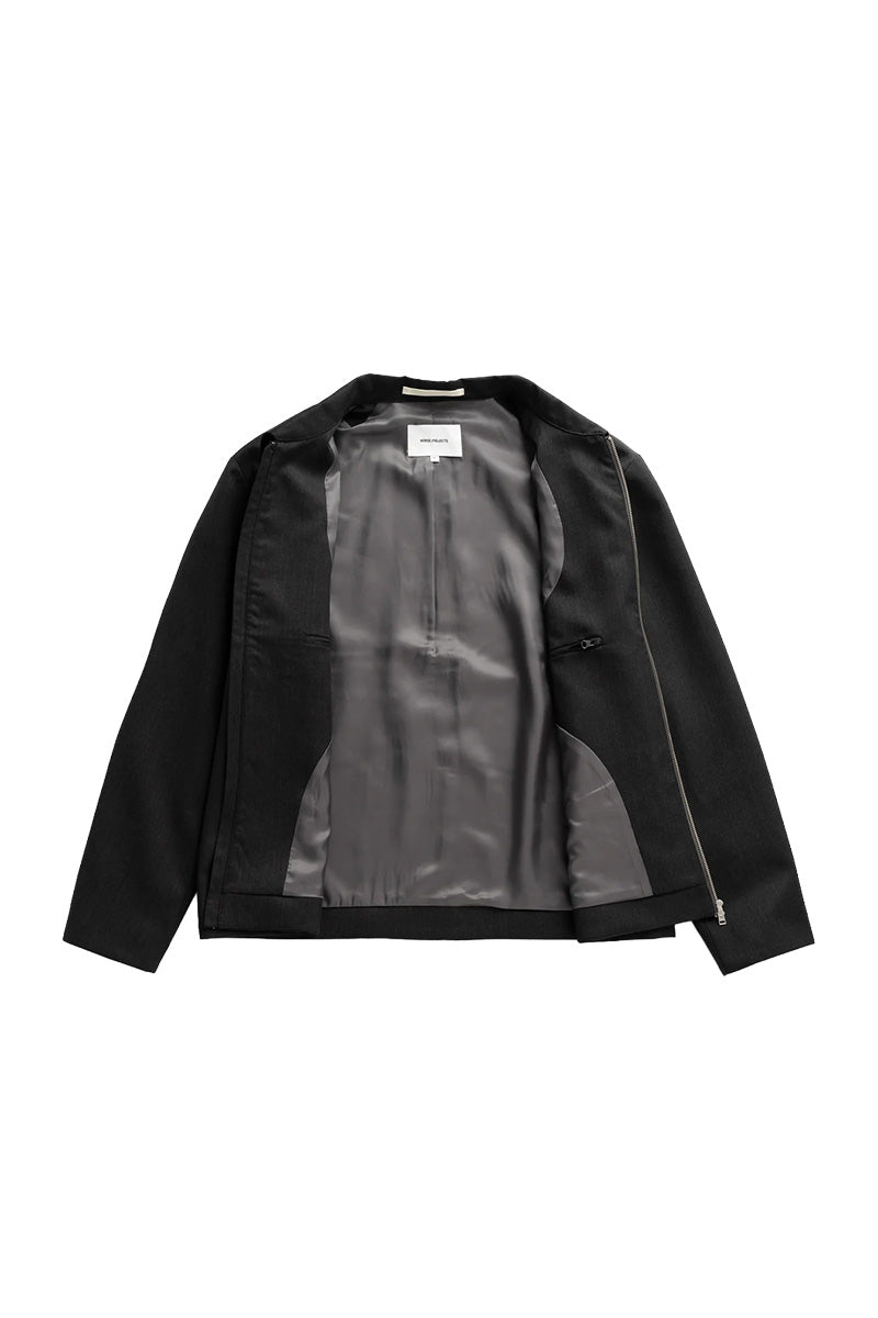 Raabjerg Easy Worsted Wool Jacket - Charcoal Grey
