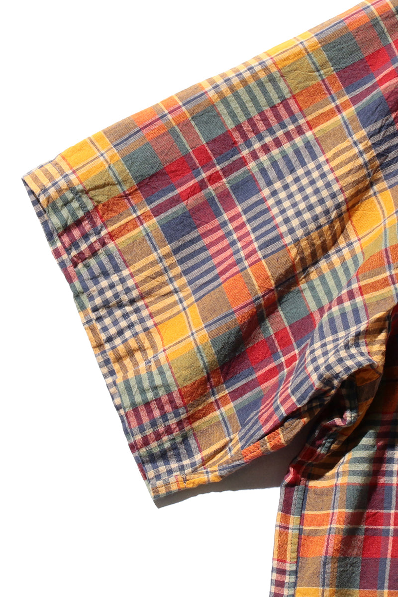 Madras Button Down Short Sleeve Shirt - Mustard