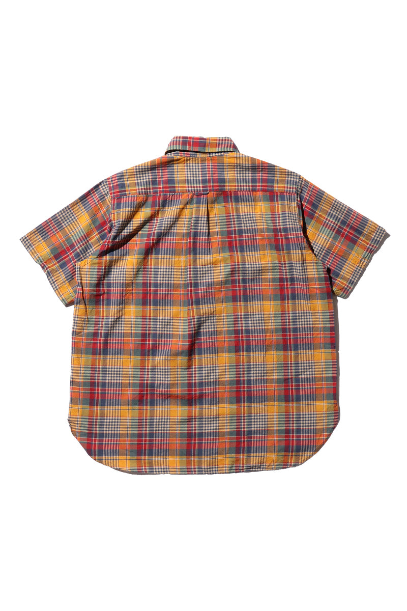 Madras Button Down Short Sleeve Shirt - Mustard