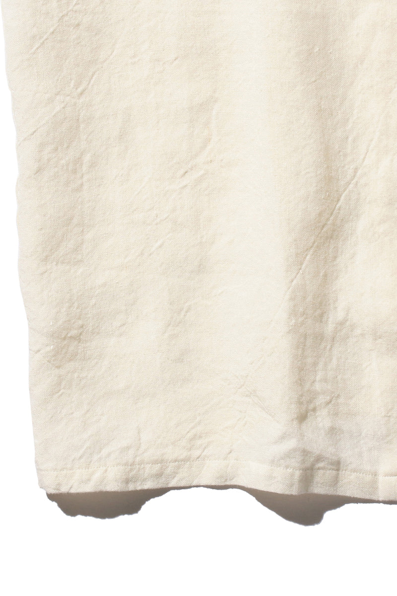 Open Collar 1/40 Linen Short Sleeve Shirt - Off White