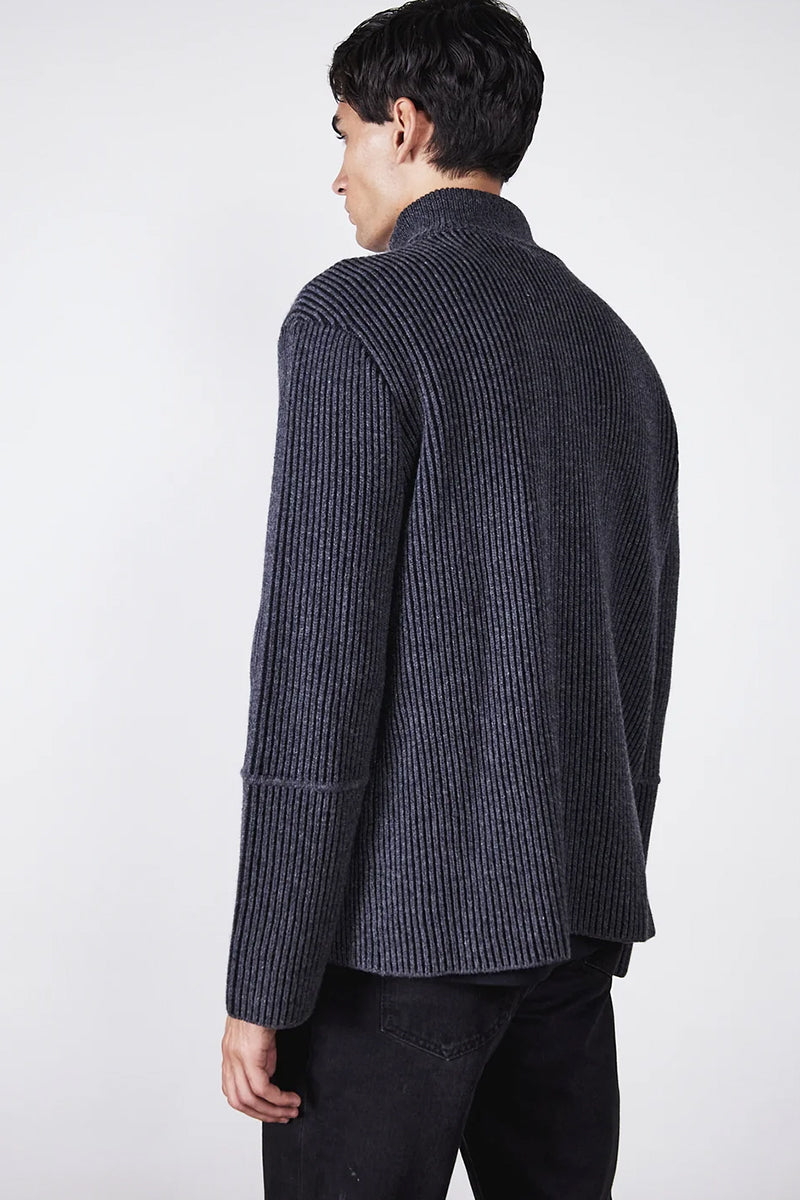Seven Wool Knitted Cardigan - Black Melange
