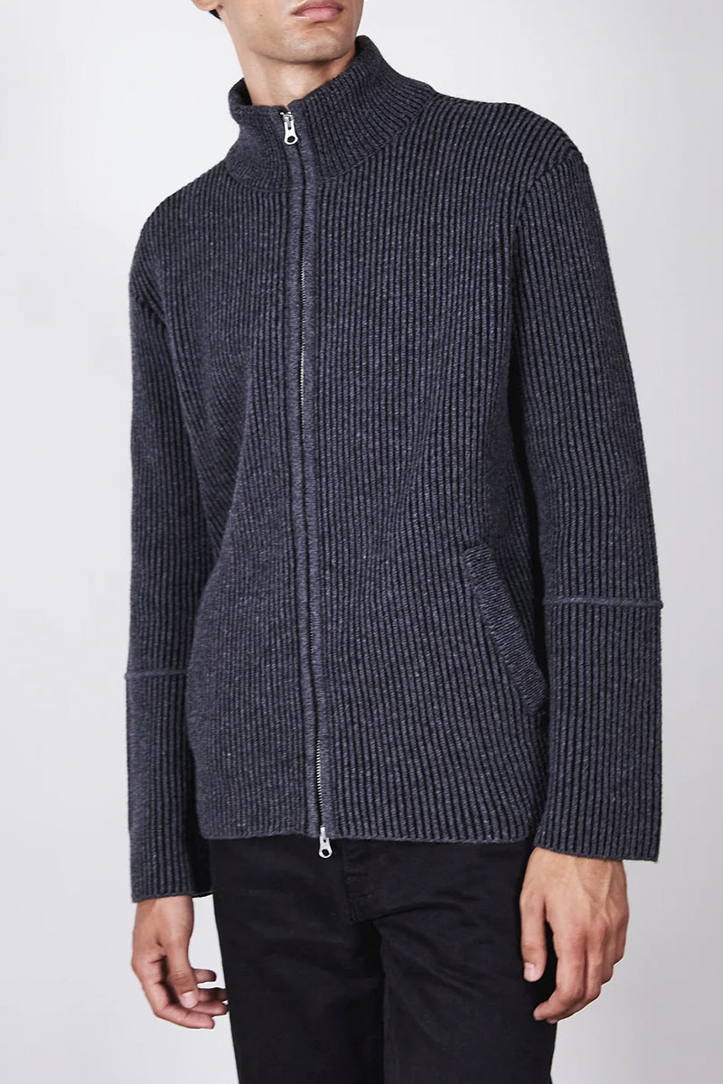 Seven Wool Knitted Cardigan - Black Melange