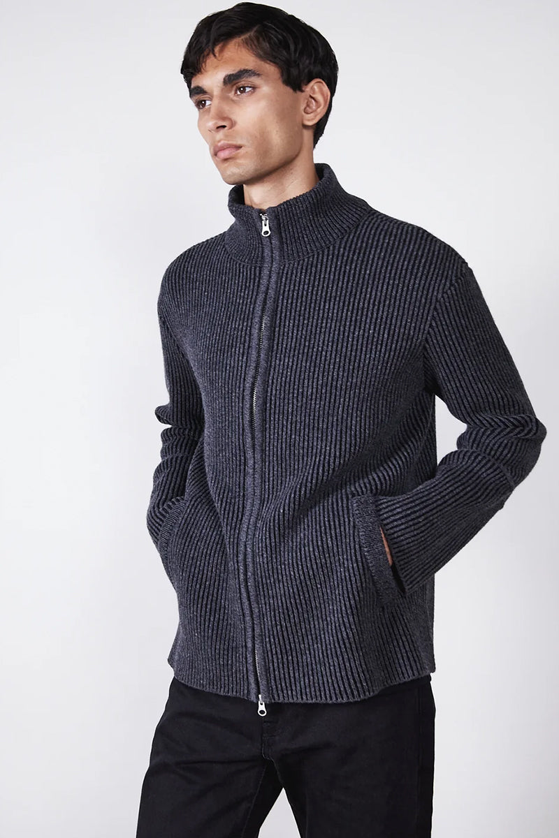 Seven Wool Knitted Cardigan - Black Melange