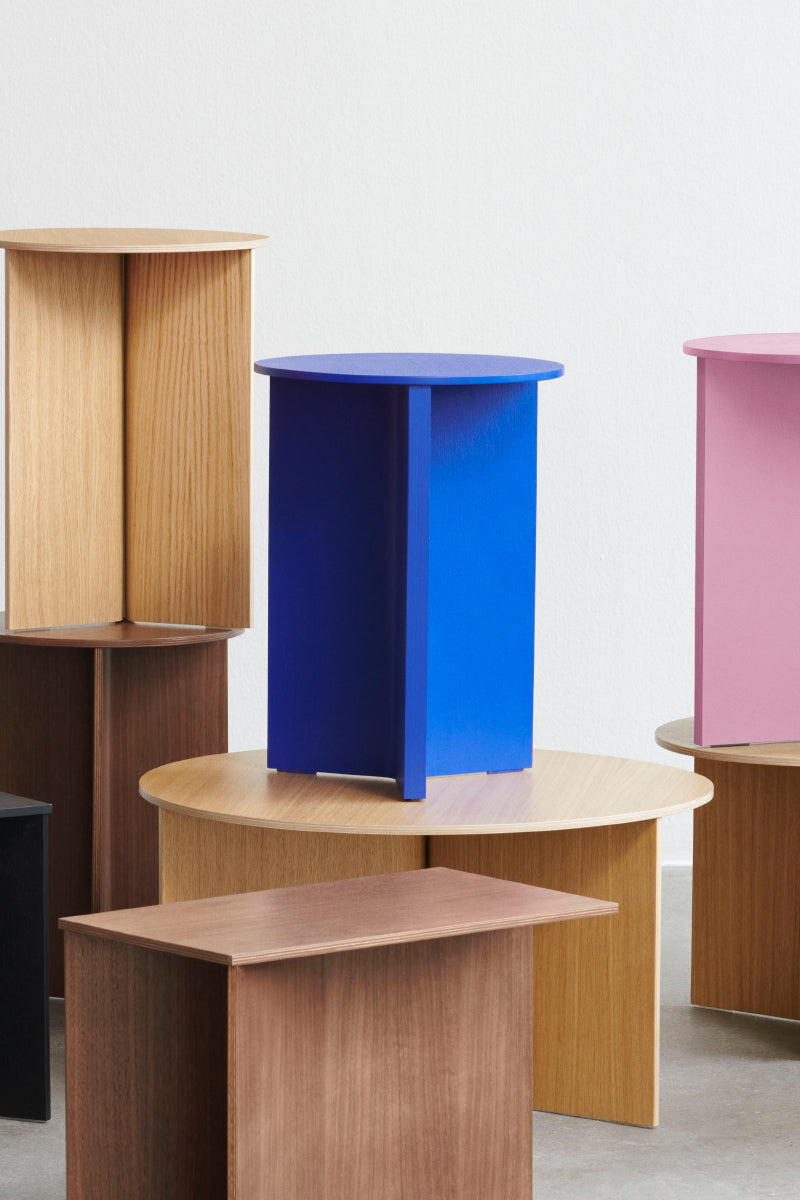 Slit Table Wood Round - Vivid Blue