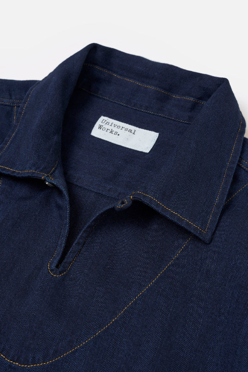 Herringbone Smock Overshirt - Indigo