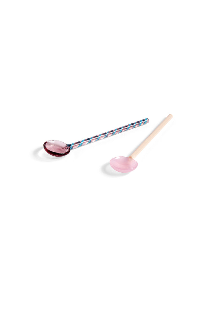Glass Spoons Spice Set of 2 - Aubergine and Light Pink