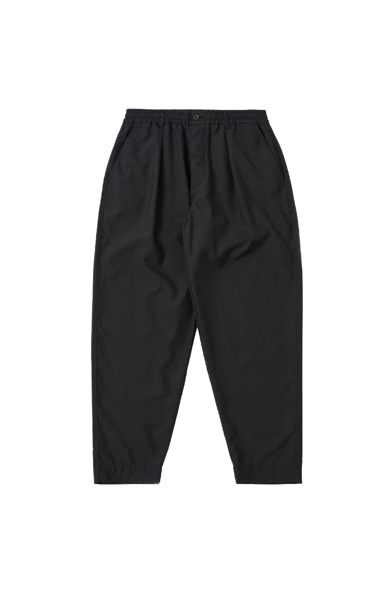 Tropical Suiting Pleated Track Pant - Black
