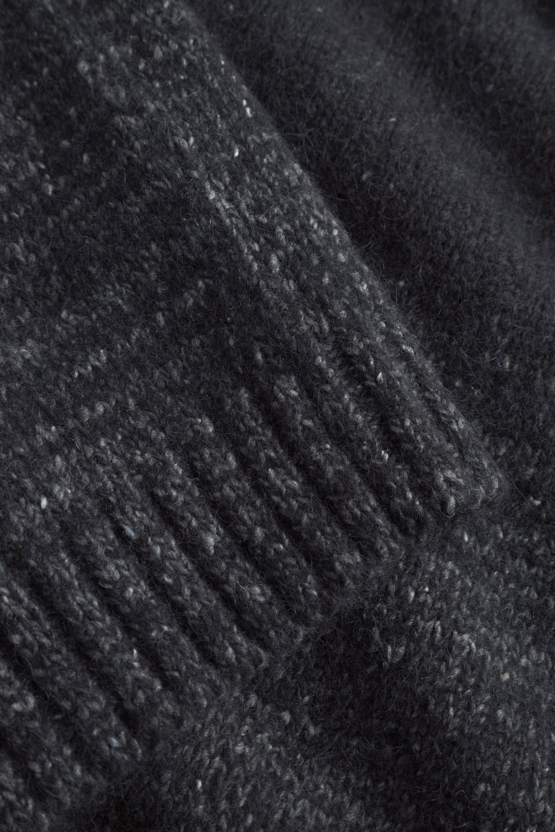 Ulf Full Zip Fairisle Cardigan - Dark Grey Melange