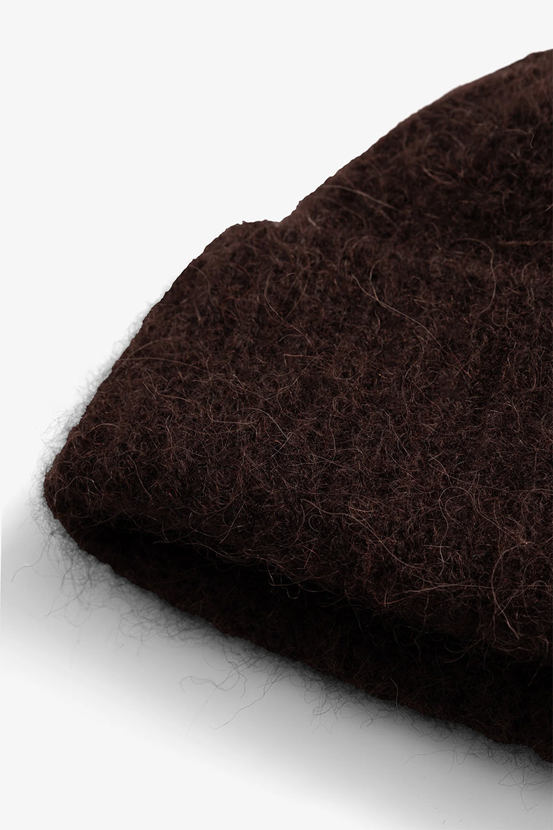 Alpaca Wool Chunky Rib Beanie - Delicioso Brown