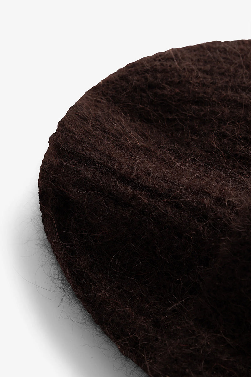 Alpaca Wool Chunky Rib Beanie - Delicioso Brown