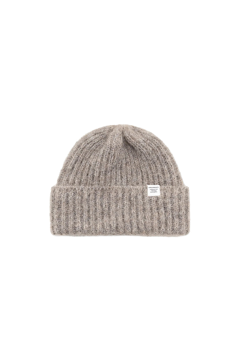 Alpaca Wool Chunky Rib Beanie - Walnut