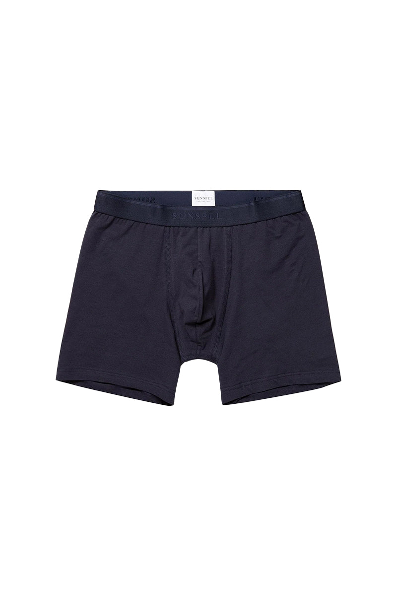 Stretch Cotton Long Leg Trunks - Navy