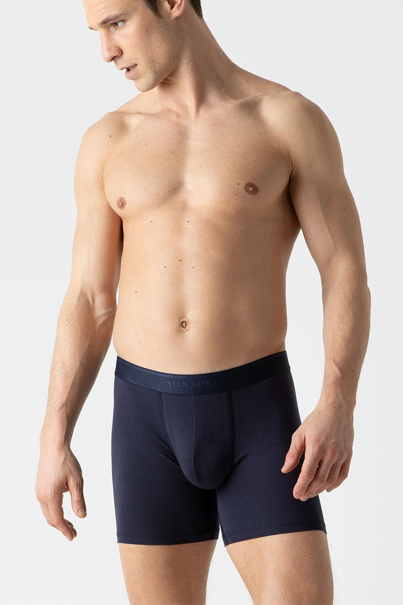 Stretch Cotton Long Leg Trunks - Navy