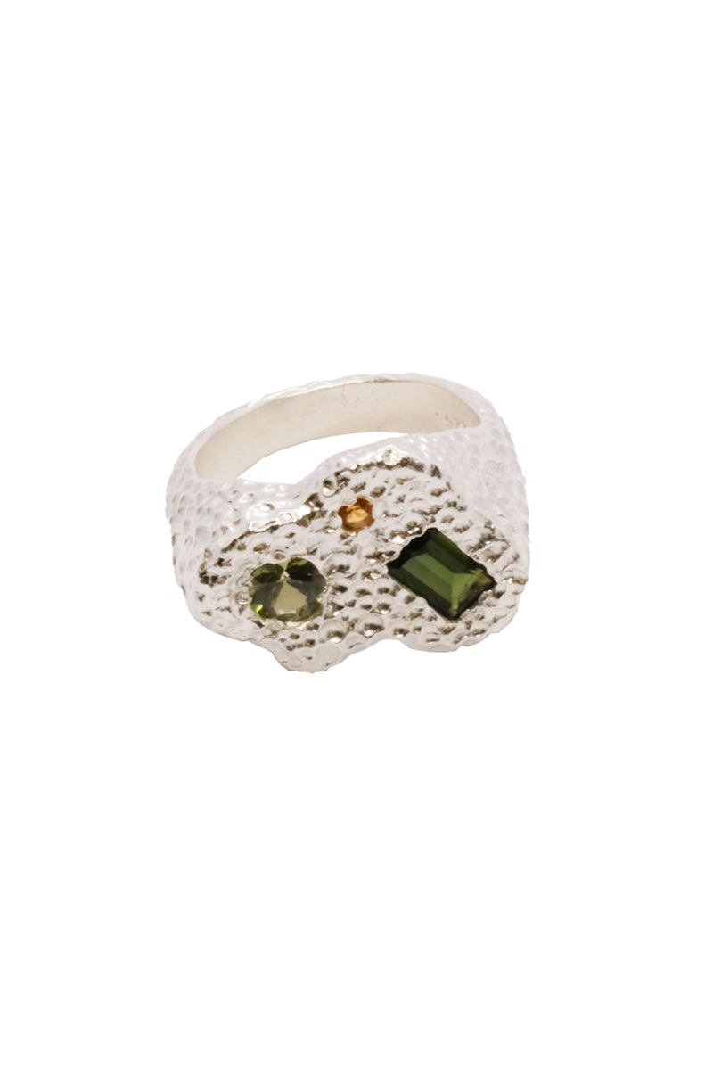 Scarmall Signet Ring - Sterling Silver + Tourmalines/Sapphires/Citrines