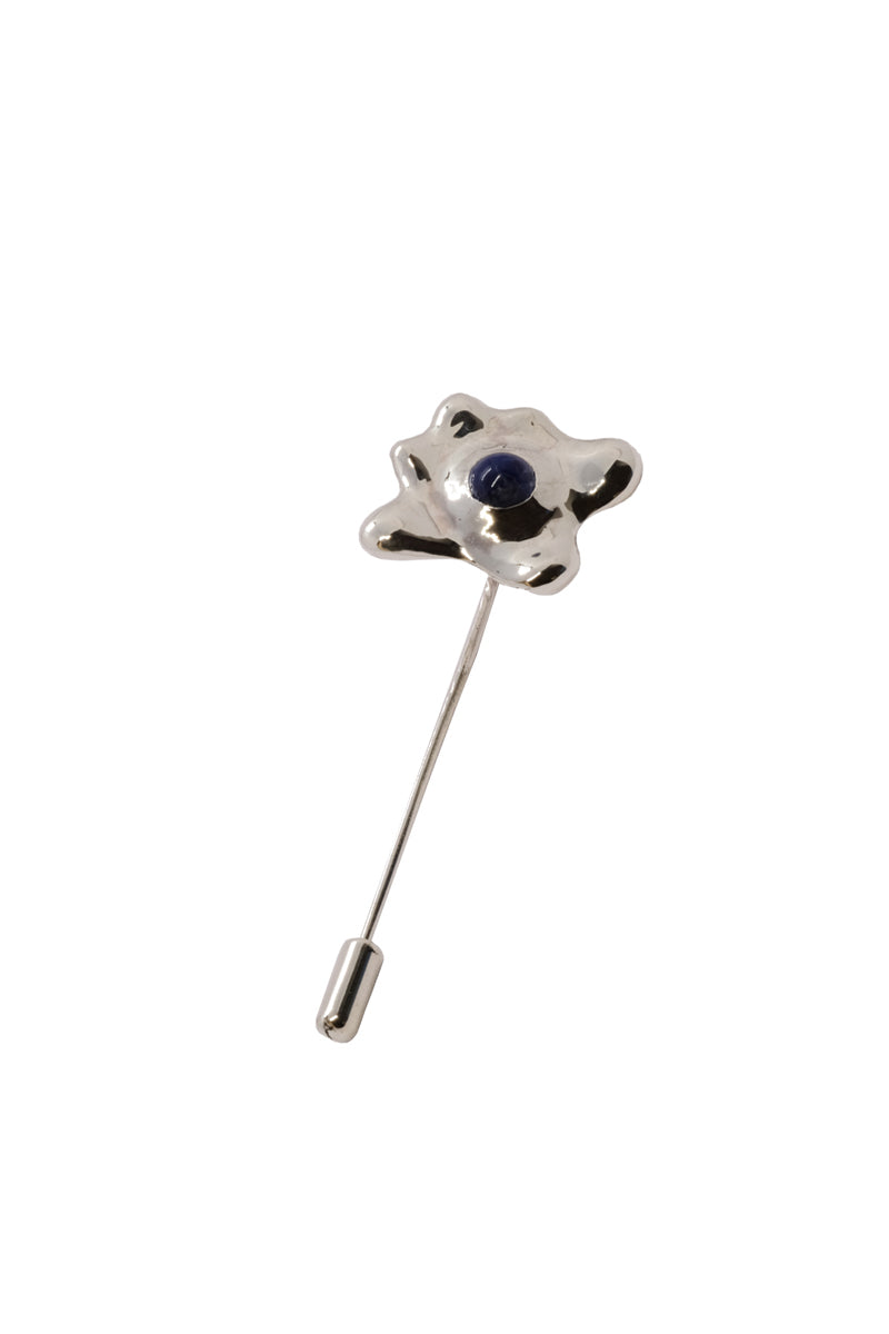 Puddle Brooch - Sterling Silver & Sodalite