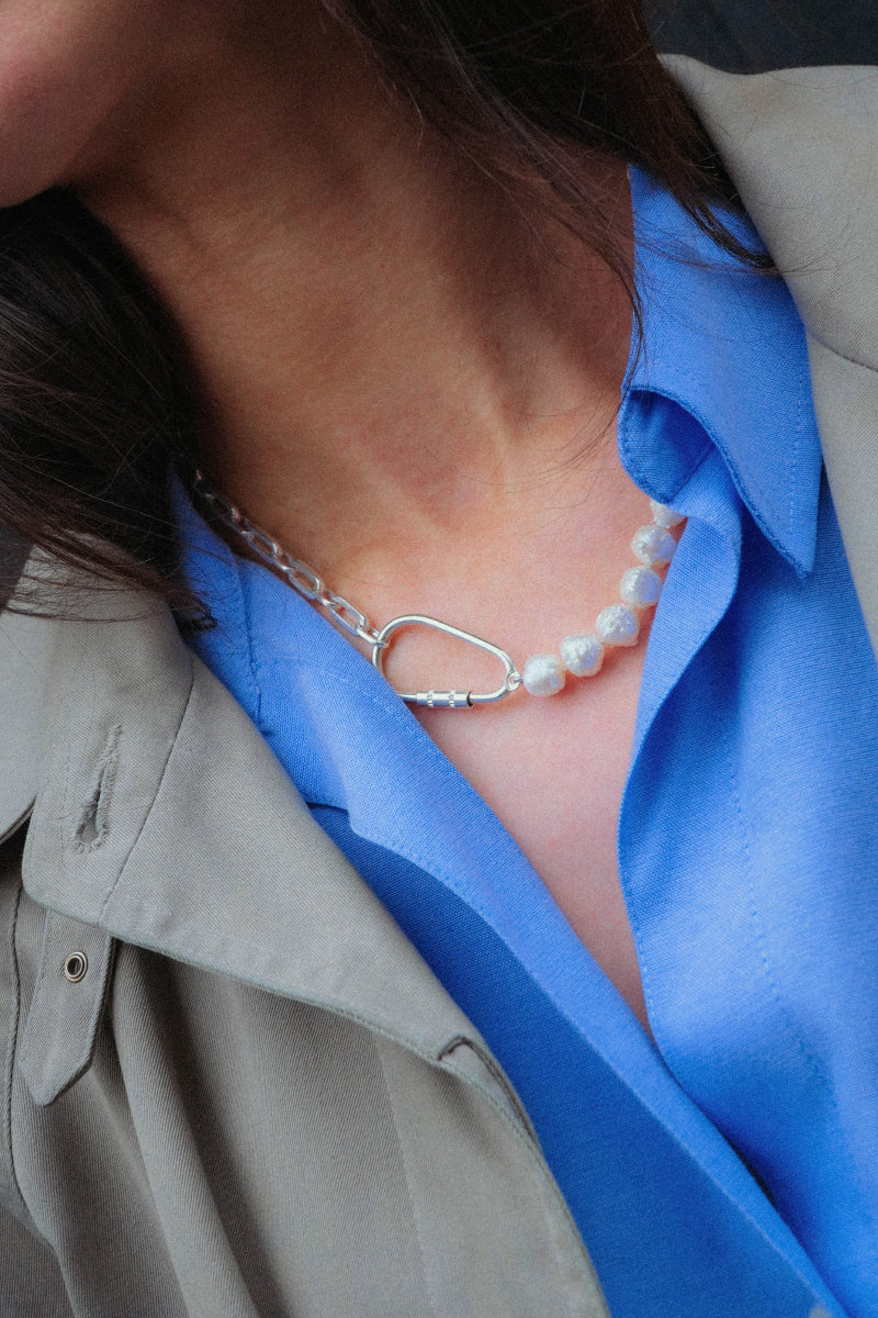 Popcorn Necklace - Sterling Silver & Pearls