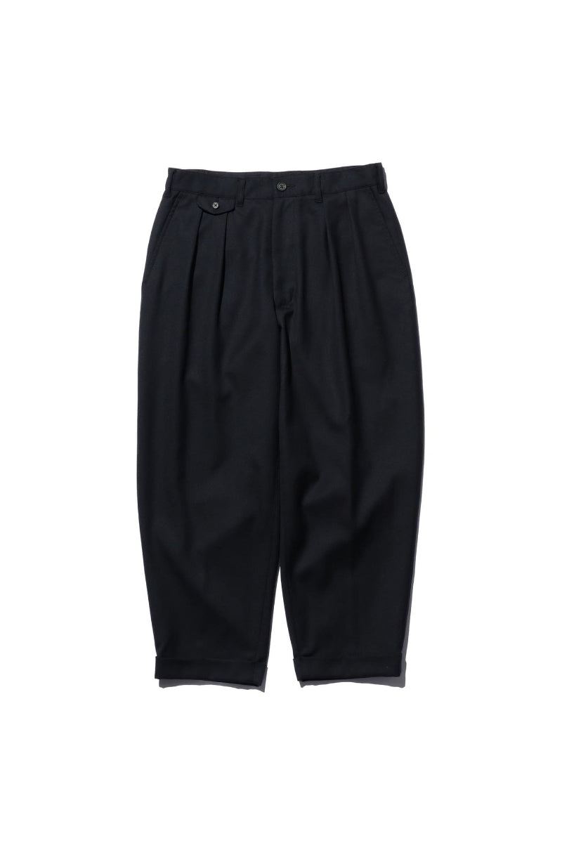 2 Pleated Tapered Laundry Wool Pant - Navy