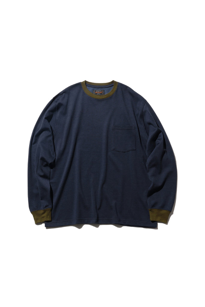 Long Sleeve Pocket Tee Two Tone - Green/Navy
