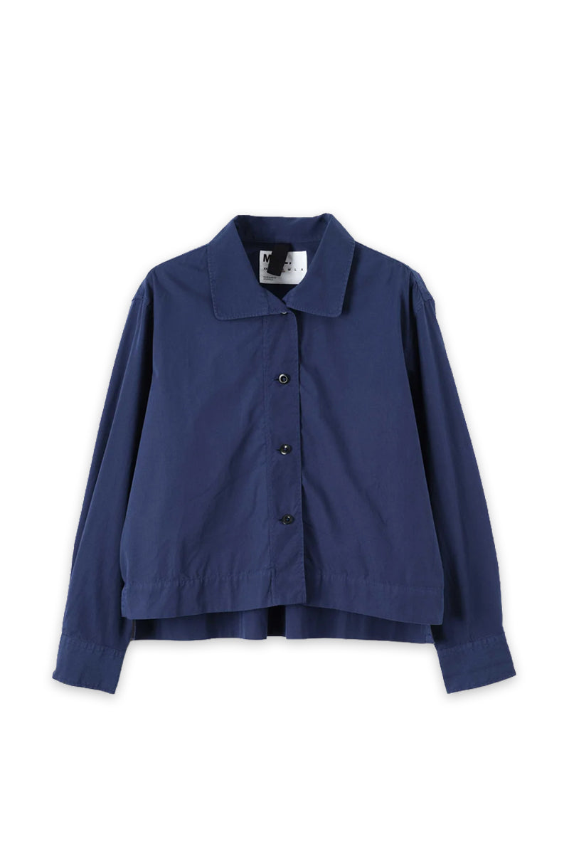 MHL. Asymmetric Round Collar Washed Poplin Shirt - Cobalt