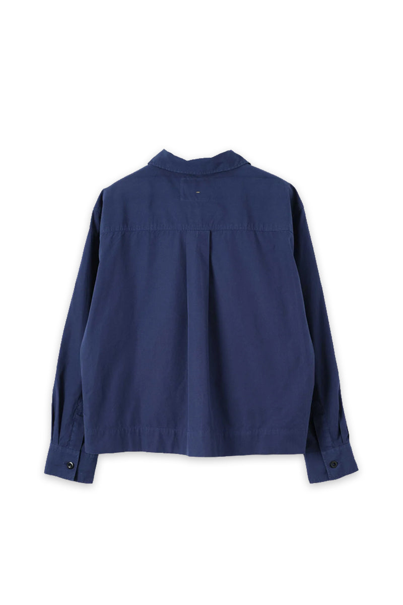 MHL. Asymmetric Round Collar Washed Poplin Shirt - Cobalt