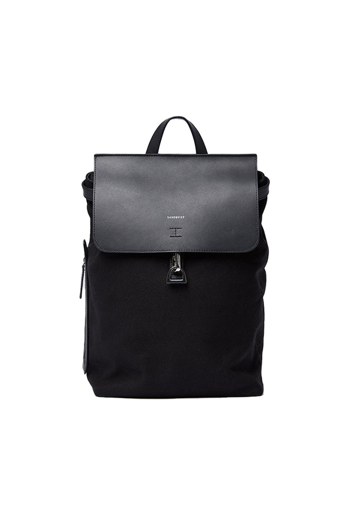 Alva Metal Hook Backpack - Black with Black Leather