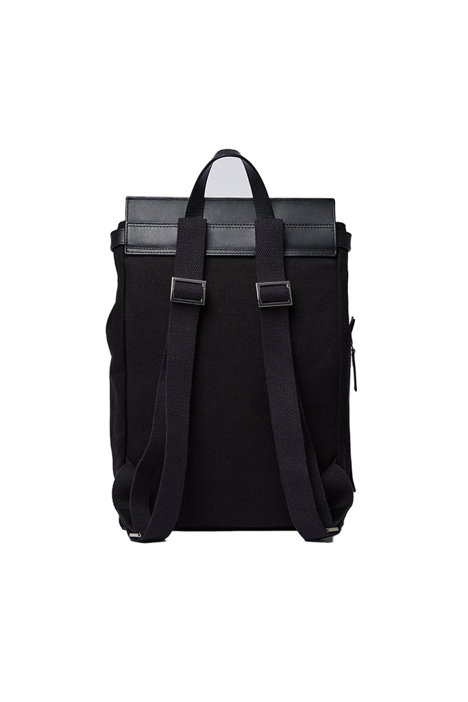 Alva Metal Hook Backpack - Black with Black Leather