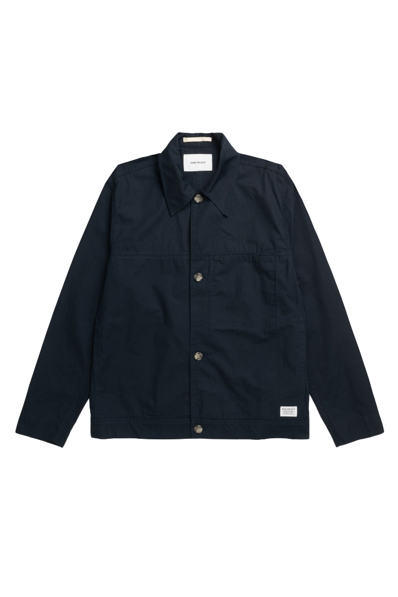 Arresskov Compact Cotton Overshirt - Dark Navy