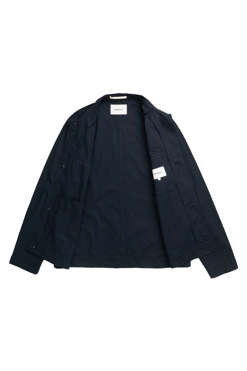 Arresskov Compact Cotton Overshirt - Dark Navy