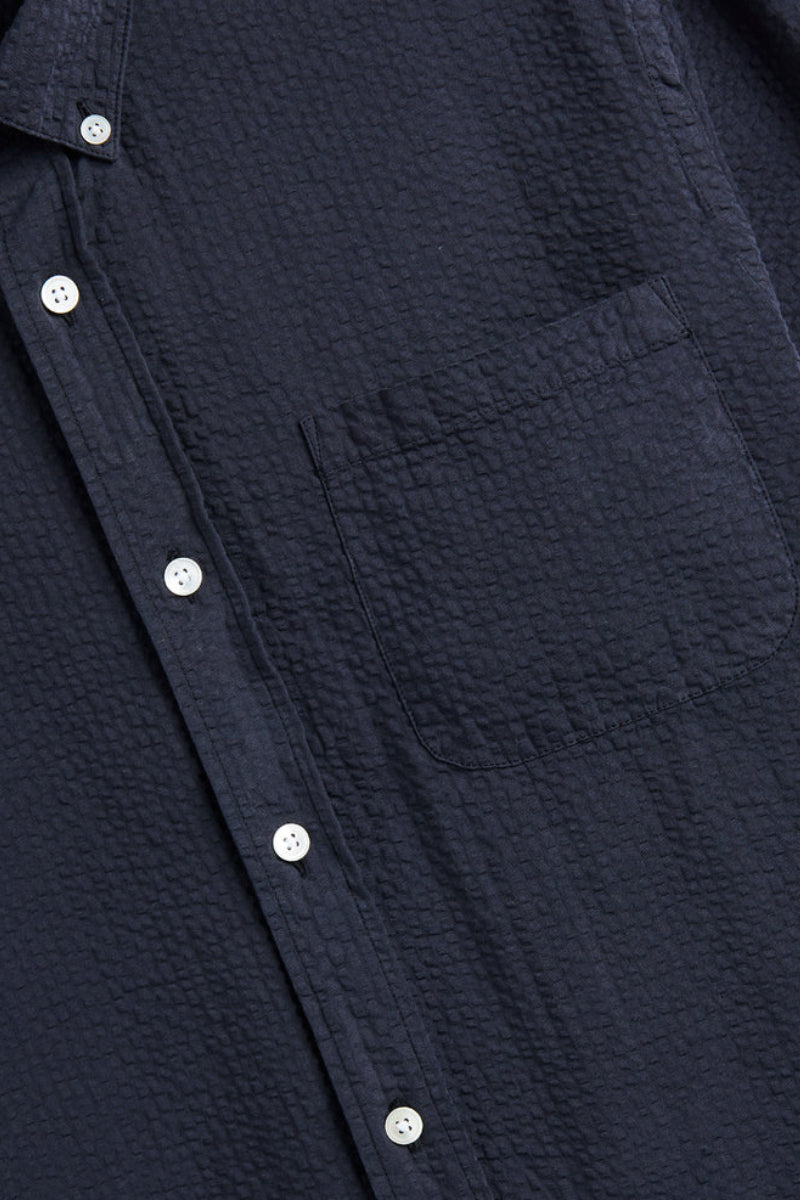 Atlantico Seersucker Long Sleeve Shirt - Navy