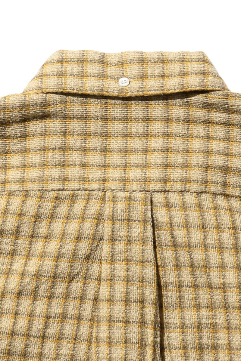 Panama Plaid Double Open Button Down Face Shirt - Beige