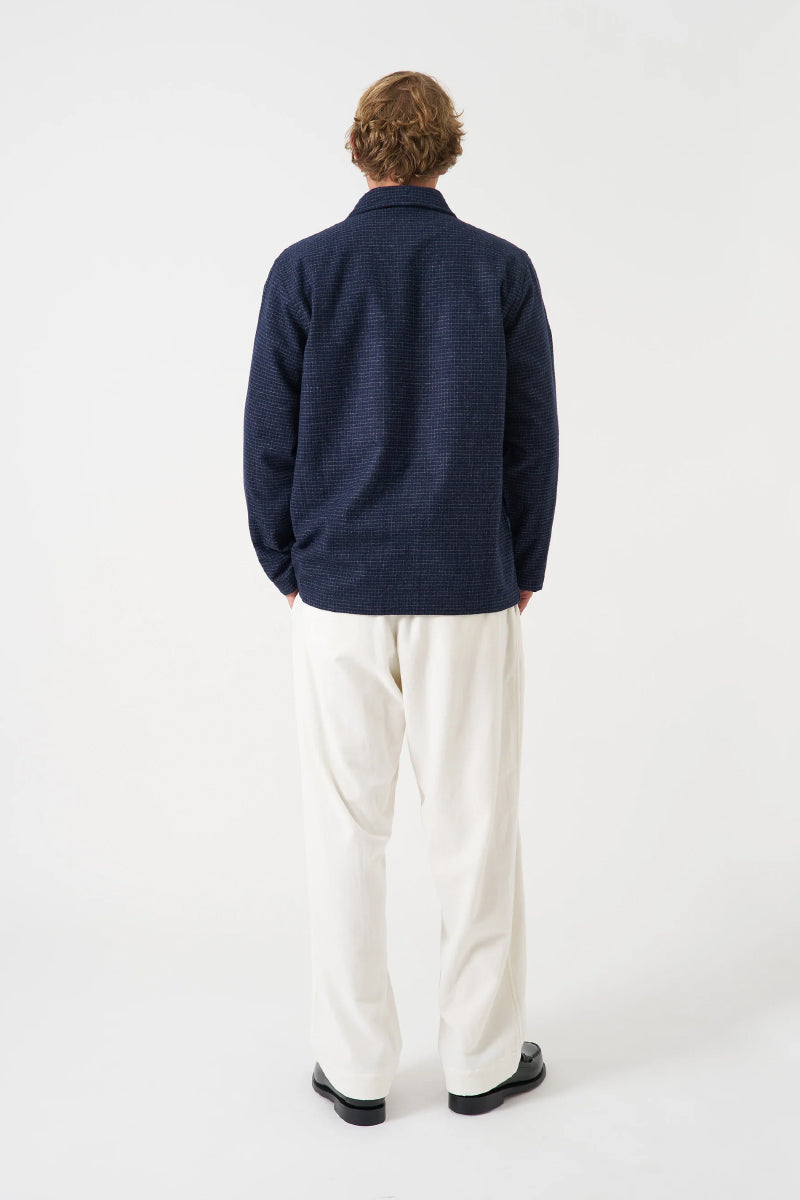 Bobby Wool Mix Bakers Overshirt - Navy Check
