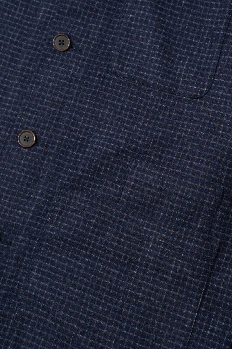 Bobby Wool Mix Bakers Overshirt - Navy Check