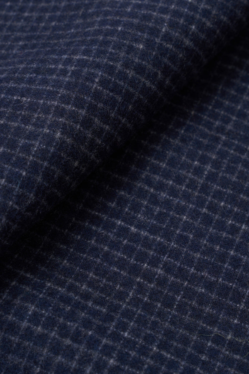 Bobby Wool Mix Bakers Overshirt - Navy Check