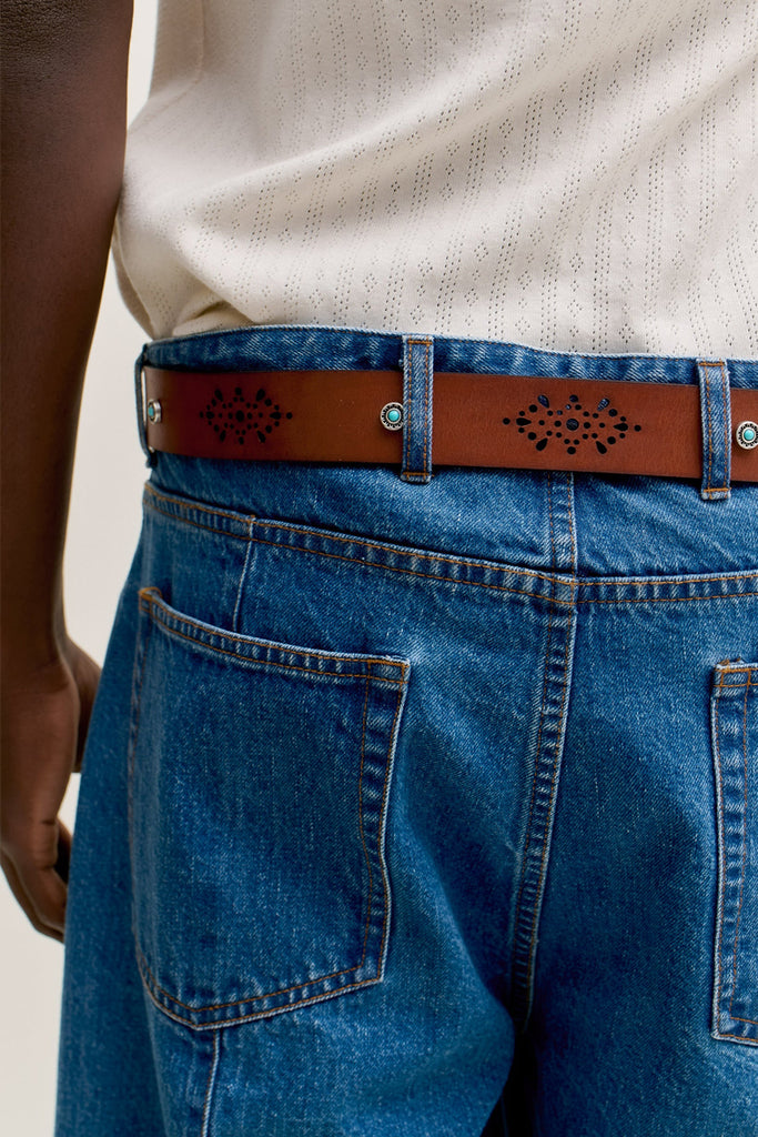 Balvir Studded Belt - Dried Tobacco