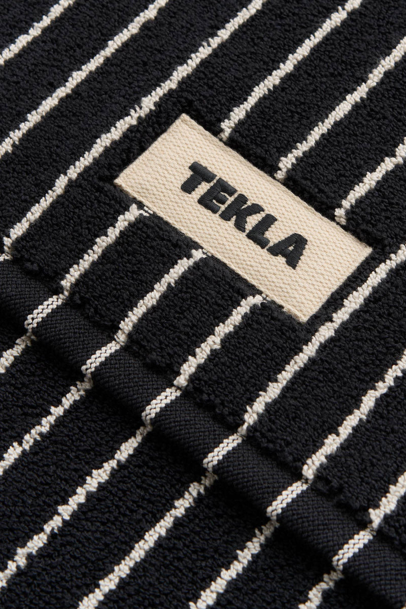 Tekla Terry Bath Mat - Black Stripes