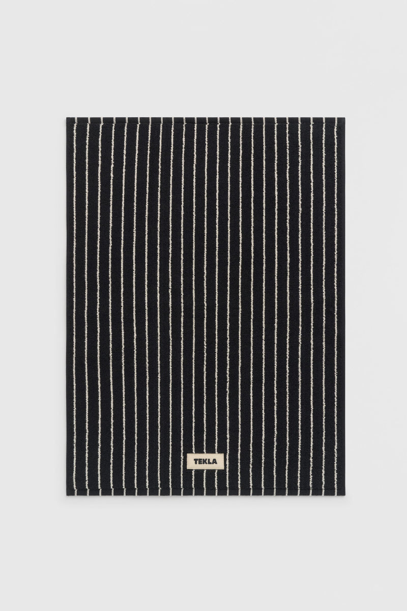 Tekla Terry Bath Mat - Black Stripes