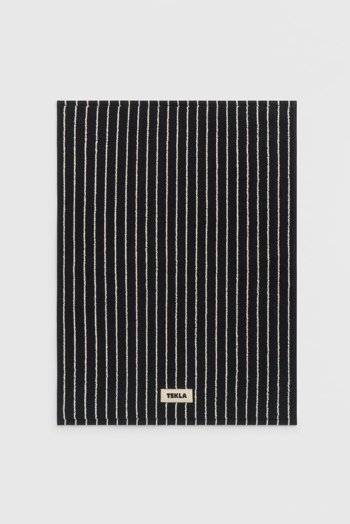 Tekla Terry Bath Mat - Black Stripes