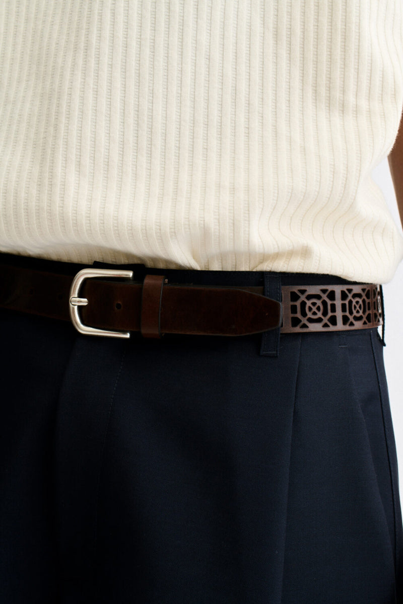 Lezra Calf Leather Belt - Mahogany