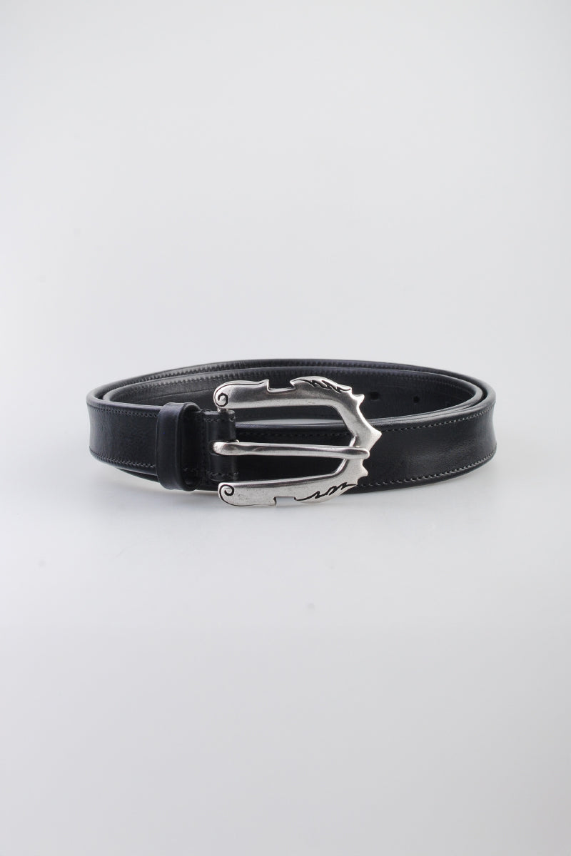 Molebo M2452 Belt - Black Leather with Steel Buckle