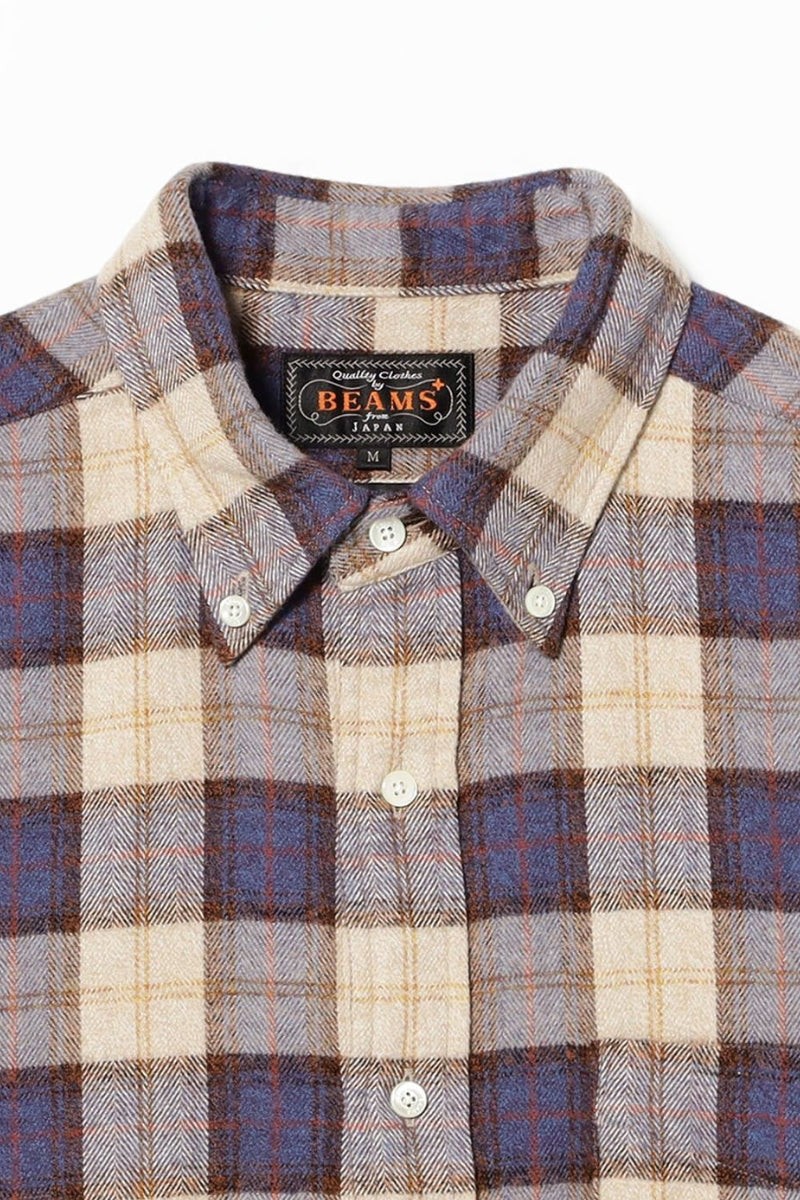 Herringbone Plaid Button Down Shirt - White Check