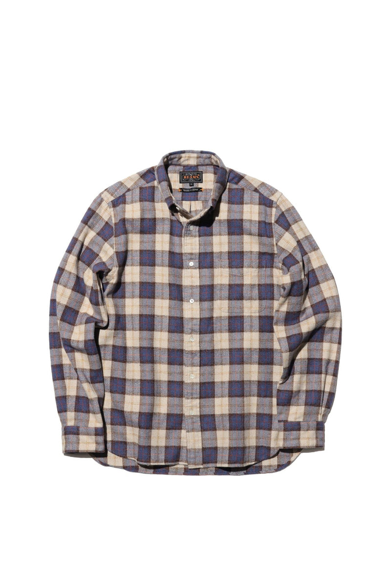 Herringbone Plaid Button Down Shirt - White Check