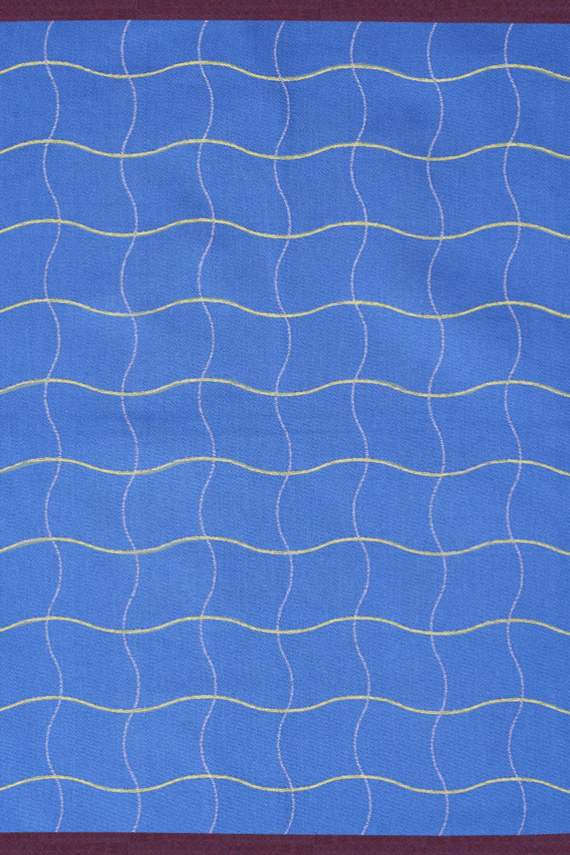 Wave Grid Cotton Tea Towel - Blue