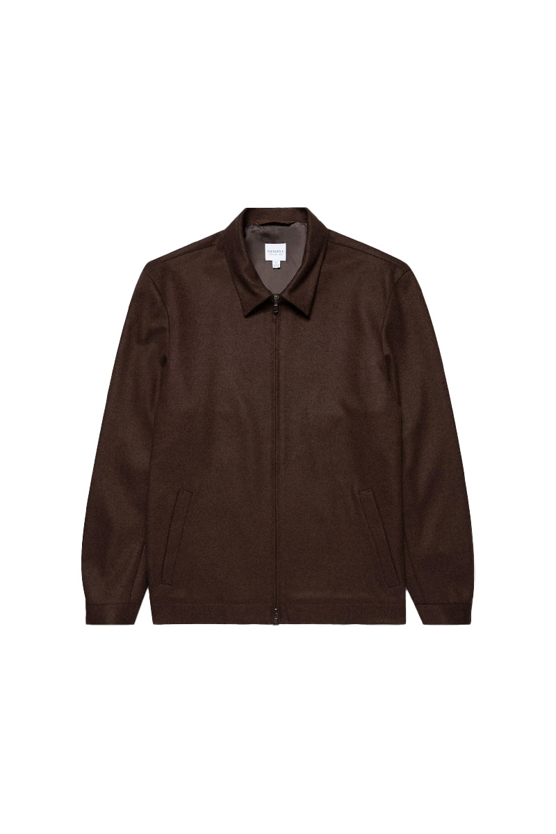 Boiled Wool Harrington Jacket - Truffle