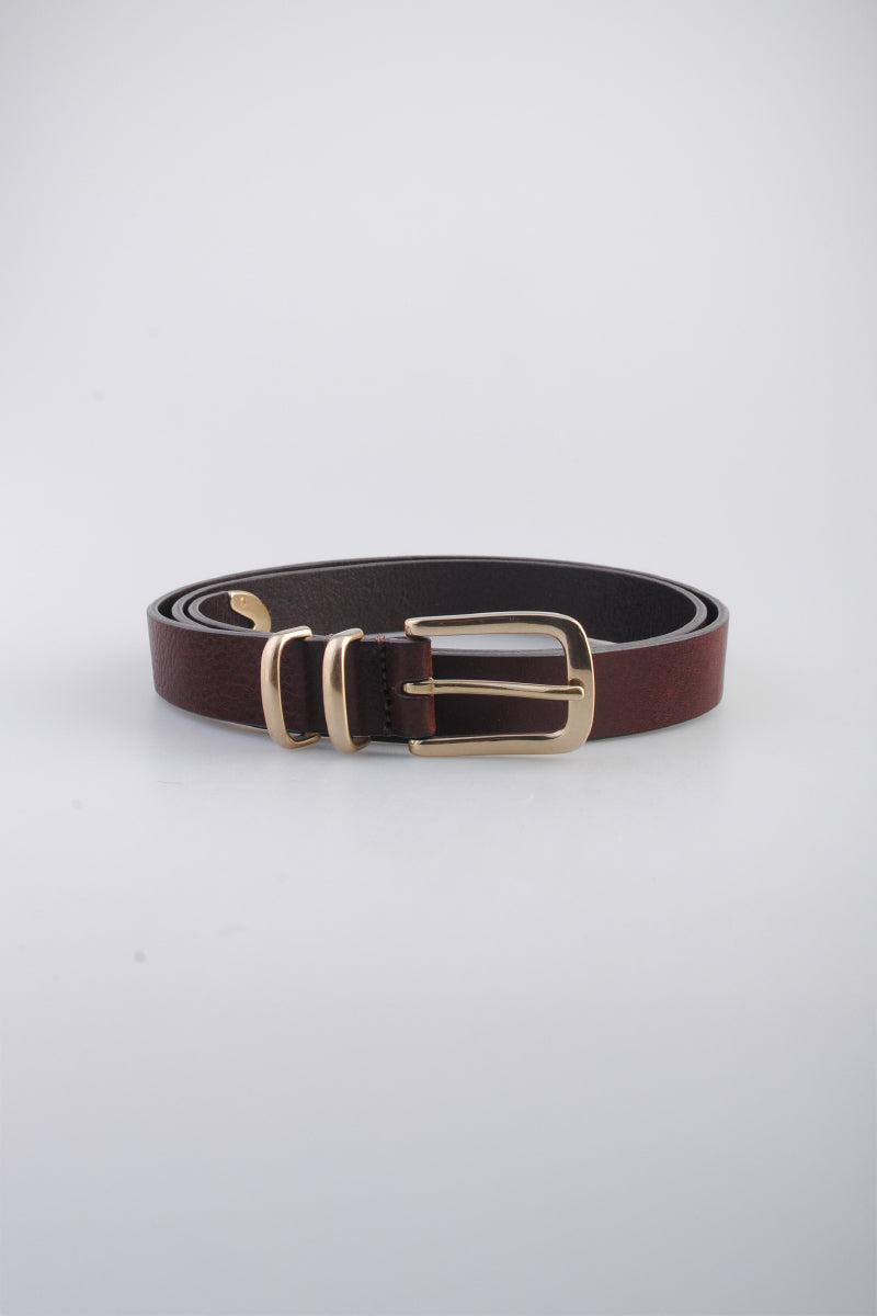 Molebo M2401 Belt - Brown Leather with Solid Brass