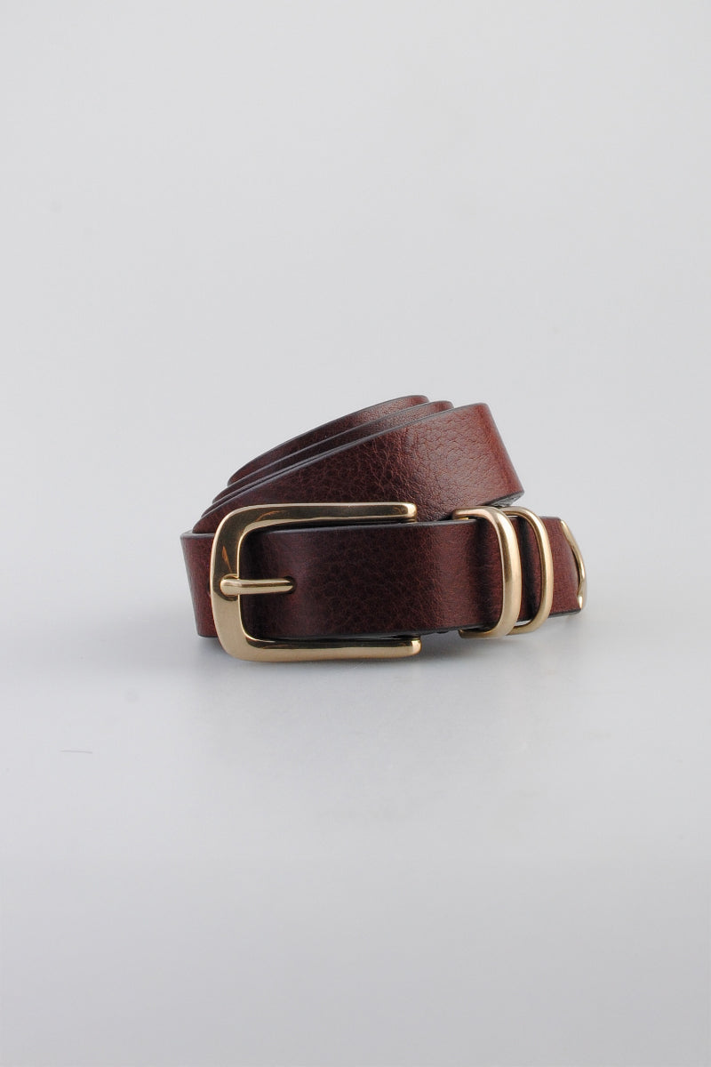 Molebo M2401 Belt - Brown Leather with Solid Brass