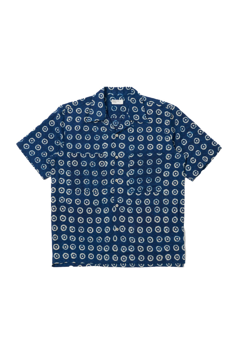 Indian Block Print Camper Shirt - Indigo