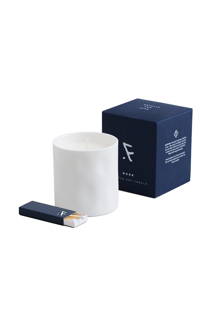 Ash Candle in Striped Beaker - Cobalt Blue