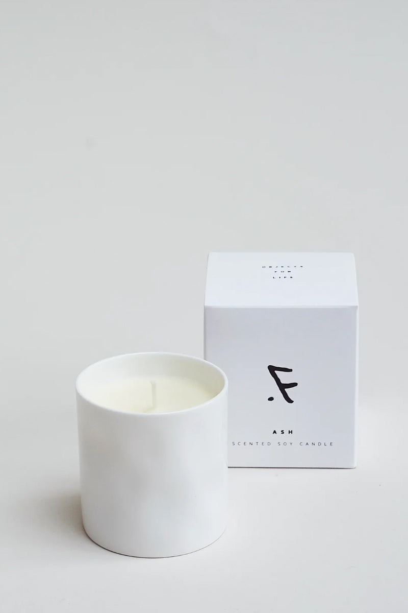 Ash Candle in Striped Beaker - Cobalt Blue